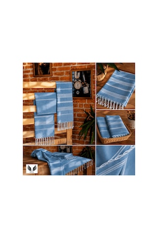 Pega Sultan Peştamal %100 Koton Koyu Turkuaz Plaj Havlusu 90 x 170 CM