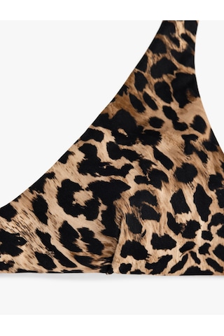 Koton Mat Kumaş V Yaka Leopar Desenli Bikini Üst Kahverengi Desenli 5sak10027mm Kahverengi Desenli