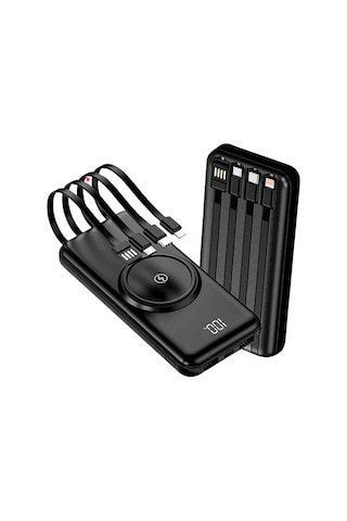 Kablosuz Çoklu Şarj Girişli 10.000 Mah Kablolu Gldısptm - 25 Powerbank Tnabilir Açık