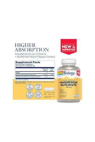Solaray Magnesium Glycinate Fully Chelated Bisglycinate Biop...