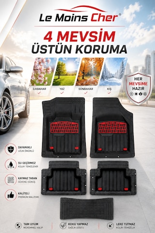 Volkswagen Crafter Panelvan Havuzlu Oto Paspası Kaymaz Taban Dayanıklı Enerji Kırmızı
