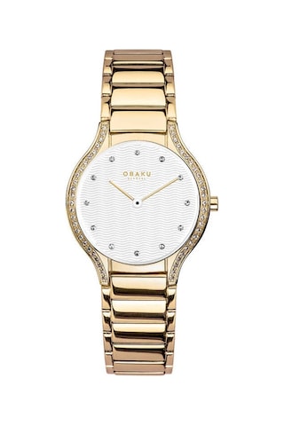 Obaku Denmark V276legısg Quartz Çelik Gold Beyaz Kadran Kristal Cam 30 Mm Kadın Kol Saati
