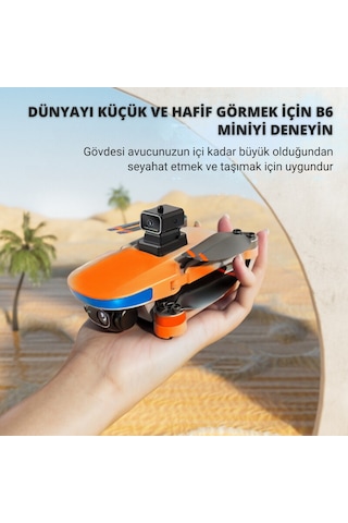 B6 Mini Drone 2Batarya ile 30Dakika Uçuş Beni Takip Et Gps 1080p Hd Çift Kamera 5g Wı-fı Engelden Kaçınma
