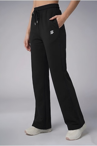 Sapeur Kadın Soft Touch Comfort Fit Bol Paça Spor & Günlük Pantolon Siyah