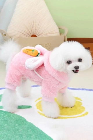 Caş Dekorasyon Pembe Renk Havuç Figürlü Çantalı Peluş Xxl Köpek Tulum