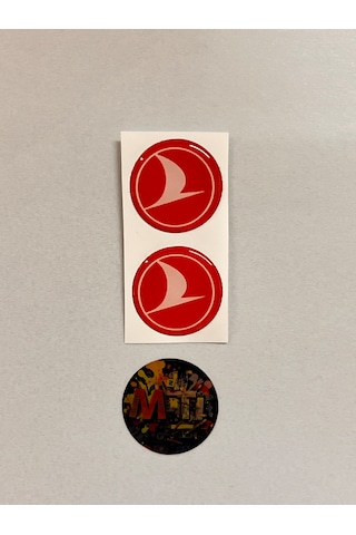 Thy Damla Sticker Etiket Kabartmalı 3d Silikon Direk Arması Türk Hava Yolları Epoksi 2adet 3,5x3,5cm Kırmızı