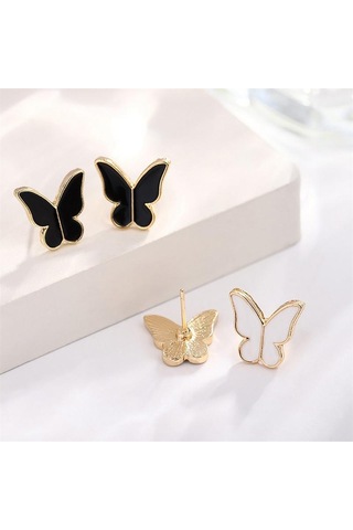 1set Moda Zarif Basit Çok Yönlü Kelebek Kolye Bilezik Küpe Yüzük Kadınlar Kızlar Düğün Partisi Takı Seti Hediye Kırmızı