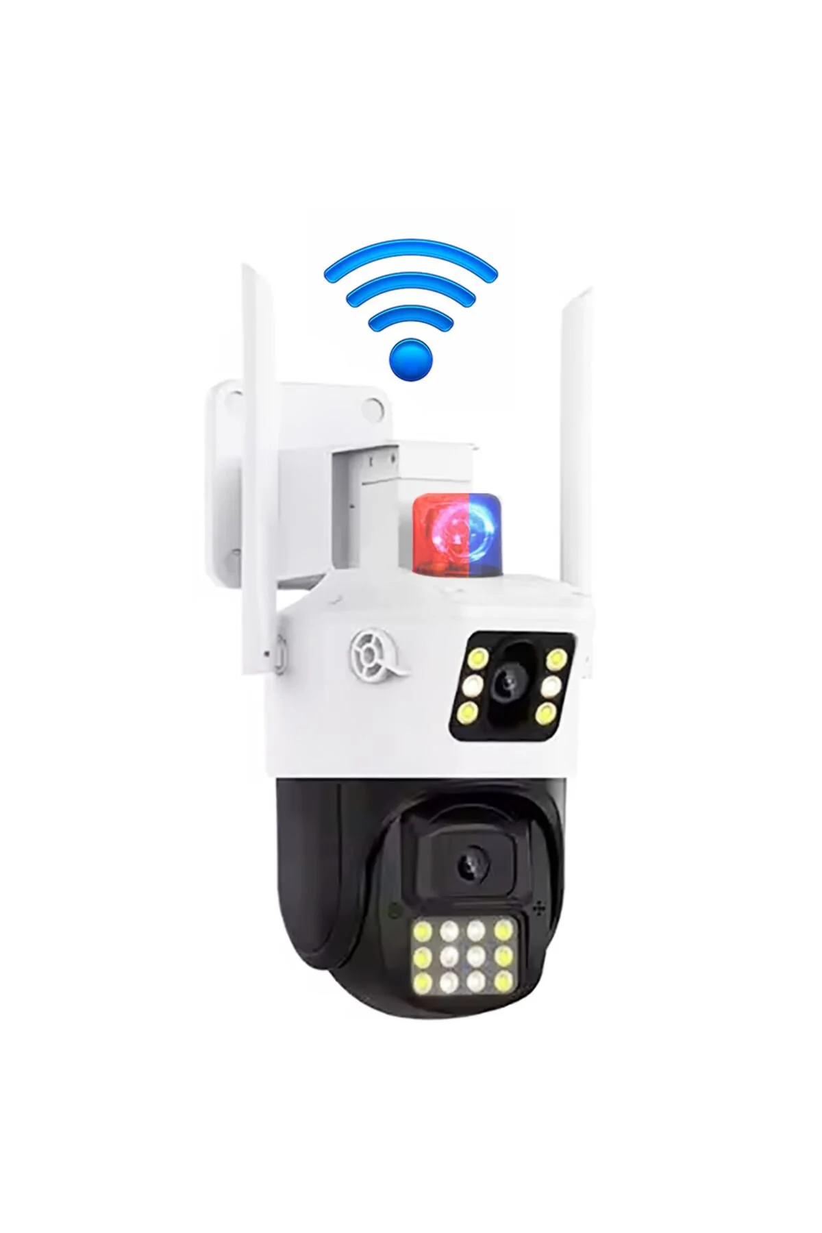 8 Megapixel Ulta Hd Kablosuz Wifi İp Çift Kameralı Dış Mekan Alarmlı İkaz Lambalı Güvenlik Kamerası