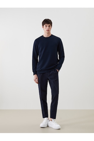 Lcw Vision Lacivert Bisiklet Yaka Uzun Kollu Erkek Sweatshirt