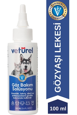 Veturel Kedi Göz Temizleme Solüsyonu Köpek Alerji Enfeksiyon Bakımı Göz Damlası 100 ML