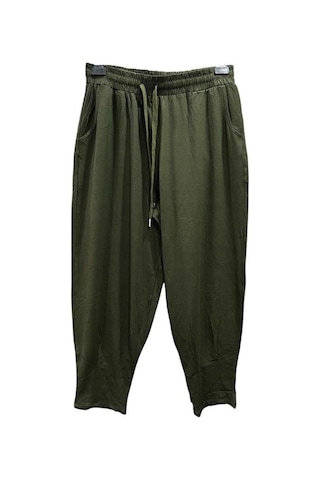 Petunya Butik Paça Pensli Viscon Pantolon Haki Yeşili