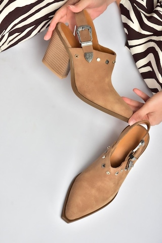 Fox Shoes Y654307702 Vizon Hakiki Deri Süet Alçak Topuklu Western Ayakkabı