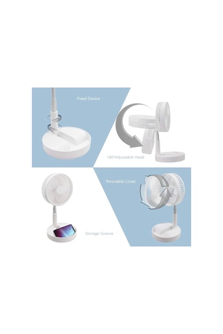 Teleskopik Fan Vantilatör 4 Modlu Şarjlı Katlanabilir Yükseltilebilir Taşınabilir Serinletici Portat