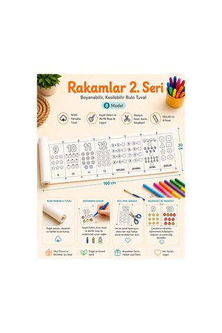 Boyanabilir Kesilebilir Rulo Tuval Rakamlar 2 Seri 8 Model Matematik Boyama Seti 160x30 Cm Boyanabilir Kesilebilir Rulo Tuval Rakamlar 2 Seri 8 Model Matematik Boyama Seti 160x30 Cm