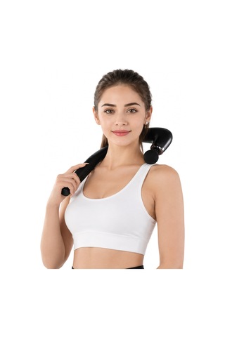 Walke Reach Pro Şarjlı Uzun Saplı Masaj Tabancası 4 Başlıklı Derin Doku Masaj Aleti V-02 Siyah