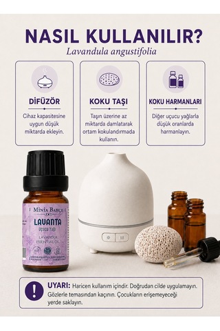 Minia Bahçe Bitki Ve Sanat Atölyesi Saf ve Katkısız Bitkisel Uçucu Lavanta Yağı 10 ML