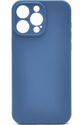 İphone 14 Pro Max Uyumlu Düz Renk Esnek Yumuşak Silikon Kılıf Rubber İndigo Mavi