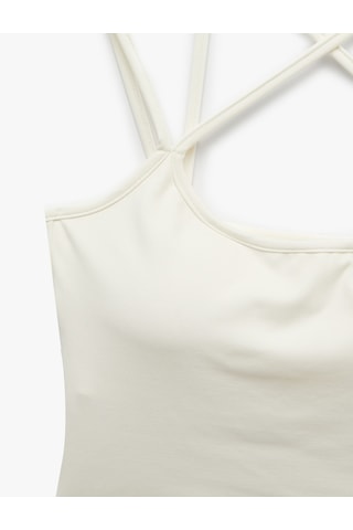 Koton Sırt Detaylı Slim Fit İp Askılı Kolsuz Crop Spor Atlet Ekru 6sak30252nk