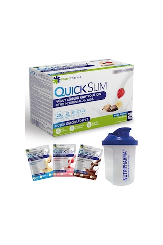 Quick Slim Yüksek Proteinli Öğün Tozu, 30 Öğün Shake + 1 Shaker