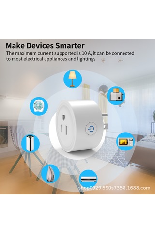 Reedark Akıllı Wifi Priz - Amerikan Standardı 10a/16a, Ses Kontrollü, Zamanlayıcılı, 110-250v, Beyaz Pc+abs