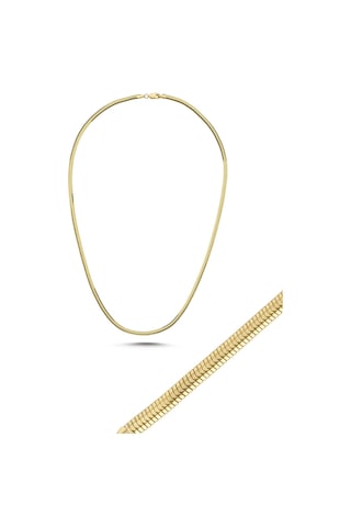 14 Ayar Altın Balık Sırtı Zincir Kolye 6 Mm Sarı