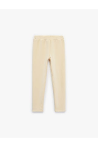 Koton Beli Lastikli Yüksek Bel Basic Kadife Tayt Bej 6wkg40139ak Ekru