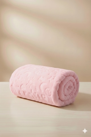 Yumuşak Dokulu Kabartma Desenli Peluş Bebek Battaniyesi Pembe