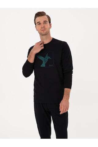 Lacivert Regular Fit Bisiklet Yaka Sweatshirt