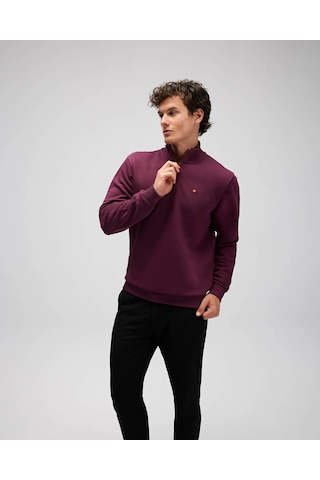 Ellesse Yarım Fermuarlı Bordo Erkek Sweatshirt Em580 Bordo