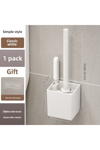 Yunboo Duvarlı Tuvalet Fırçası Tutucu - Delme Yok Kurulum, Boşlukları Temizle, Plastik Materyal, Beyaz Tekli Set Diğer