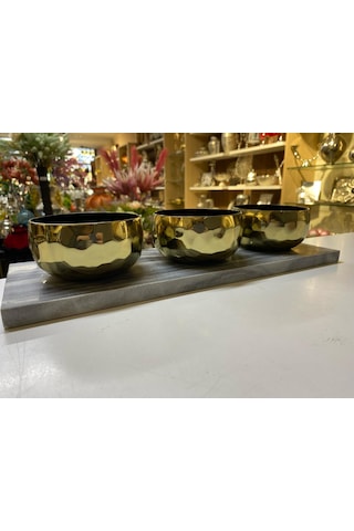 Clara Gold 3 Condıment Bowls 41x14x9 Cm