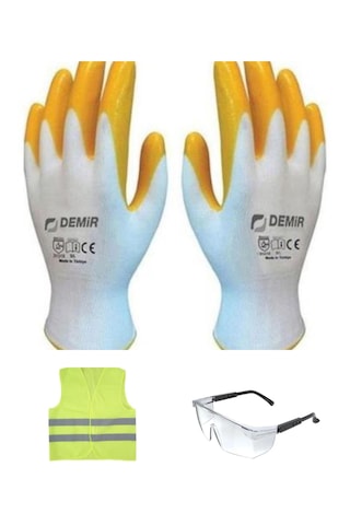 Demir Nitril Eldiven + Gözlük + Ikazyeleği Eldiven 5 Adet Gözlük Yelek 1 Er Adet