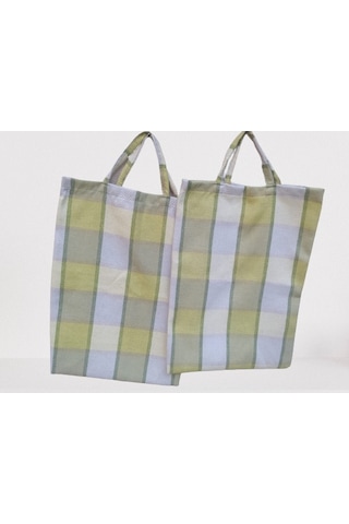 PAZAR ÇANTA 2 adet Döşemelik KumaşDama  Kareli Desen 30 kg Taşıma Kapasite Kutuda sevk El yapım