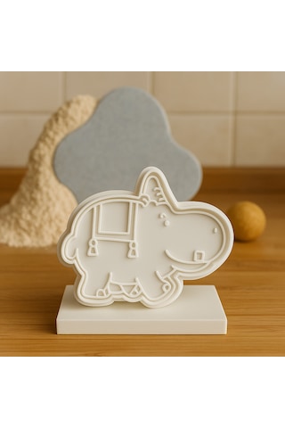 Sevimli Hipopotam Şekilli Kurabiye Kalıbı - 8 Cm Hayvan Temalı Kurabiye Ve Fondan Kalıbı Beyaz