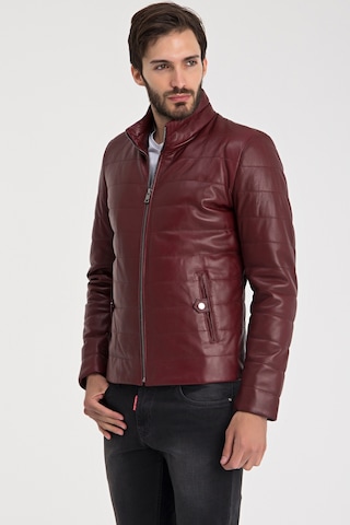 Dericeketim Erkek Bordo Şişme Gerçek Deri Mont