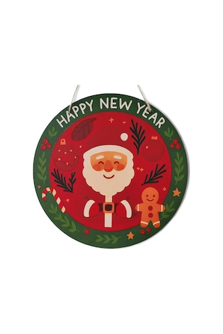 Noel Baba Ve Kurabiye Adam Kapı Ve Duvar Süsü Happy New Year 30x30
