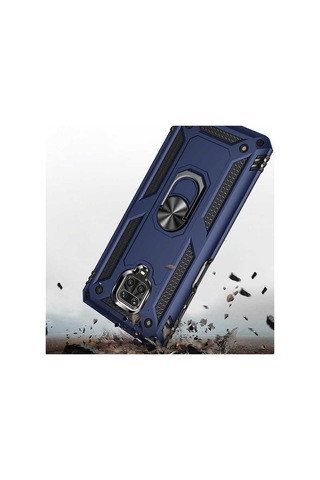 Xiaomi Redmi Note 9s Kılıf Sert Silikon Yüzüklü Stand Özellikli Kapak