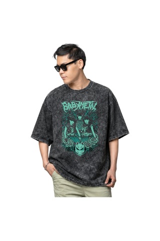 Sevbano Babymetal Rock Metal Müzik Grubu Baskılı Unisex Oversize Vintage Siyah