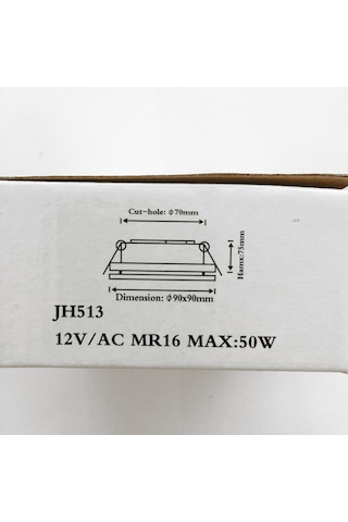 Jüpiter Jh 513 Dekoratif Camlı Sıva Altı Gömme Kare Spot-Mat Krom