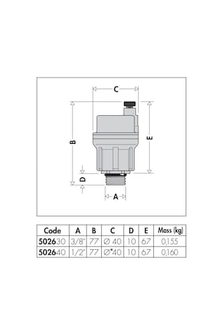 Caleffi Robocal Otomatik Hava Purjörü - 1/2'' - 115 C - 10 Adet