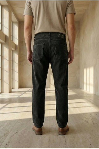 Little Cup Jeans Co Erkek Baggy Fit Rahat Kalıp Kadife Siyah Pantolon