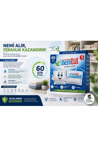Nem Tutucu Alıcı Rutubet Giderici Önleyici Korozyon Önleyici Koku Giderici 1 Kg (1 Kutu - 2 Paket)