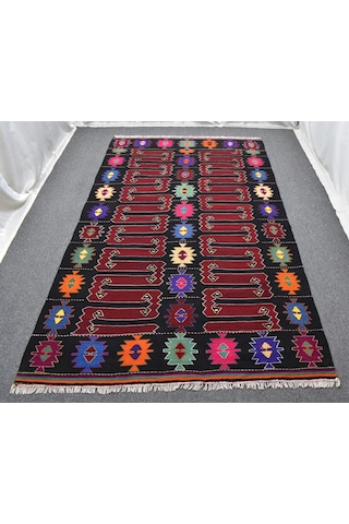 Zehra Abla Halı El Dokuma Benzersiz Karakeçili Balıkesir Yörük Yün Kilim 7078 Çok Renkli