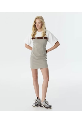 Twist Çift Parça Görünüm Kemerli Gri Kadın Elbise Tw6250002110 Gri