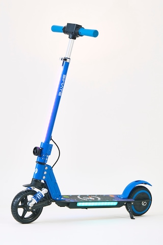 Elektrikli Çocuk Scooter 130w 3 Kademe Hız Ayarlanabilir Gidon Uzun Menzil Koruma Seti Hediye Mavi