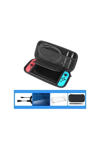 Novahub Nintendo Switch Koruma Seti: Şeffaf Kılıf, Çanta, Ekran Koruyucu, Usb Kablo, Aksesuarlar Paketi