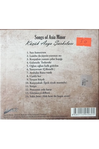 Plak Değildir Cd Dir Cd Songs Of Asia Minor Küçük Asya Şarkılar