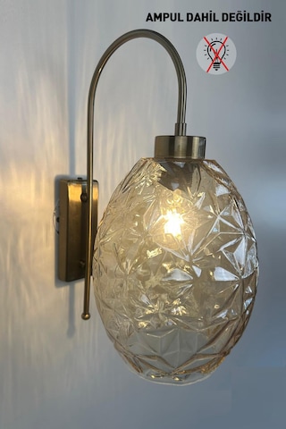 Veltro Bal Rengi Cam Aplik Duvar Lambası Modern Otel Cafe Vintage Salon Yatak Odası Merdiven Retro Bal