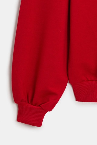 Sââde Kadın Oversize Kapüşonlu Basic Hoodie Sweatshirt Kırmızı