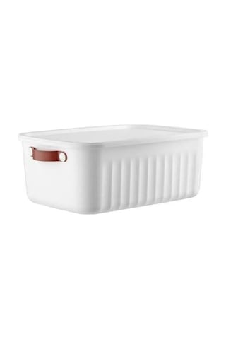 1 Adet Düzenleyici Kapaklı Kutu, Dekoratif Saklama Kutusu, Organizer 35cm 25cm 14cm Beyaz 10 Litre Açık Ahşap